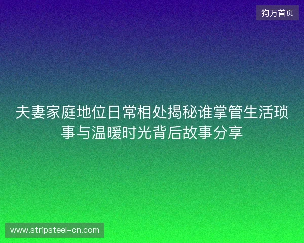 夫妻家庭地位日常相处揭秘谁掌管生活琐事与温暖时光背后故事分享 夫妻家庭地位日常相处揭秘谁掌管生活琐事与温暖时光背后故事分享