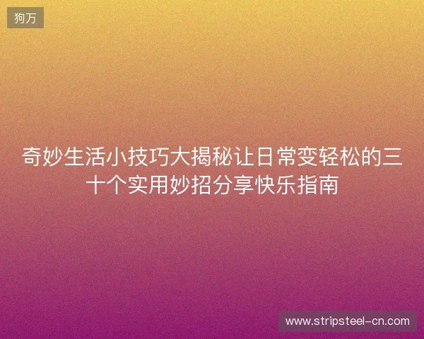 奇妙生活小技巧大揭秘让日常变轻松的三十个实用妙招分享快乐指南 奇妙生活小技巧大揭秘让日常变轻松的三十个实用妙招分享快乐指南